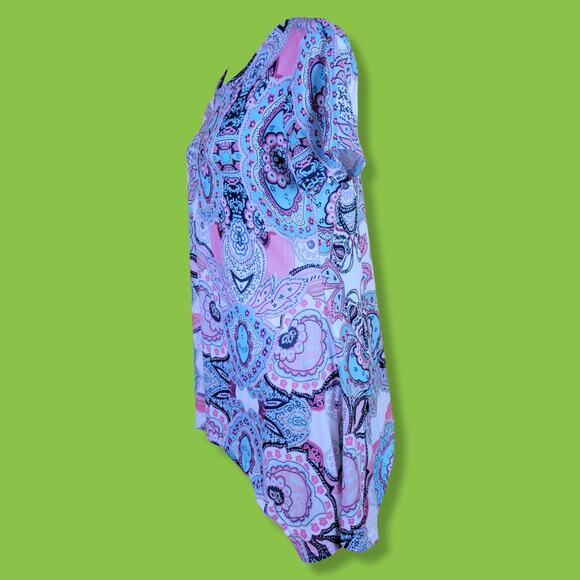 Mirol Paisley Short Sleeve Blouse, M - Picture 2 of 7